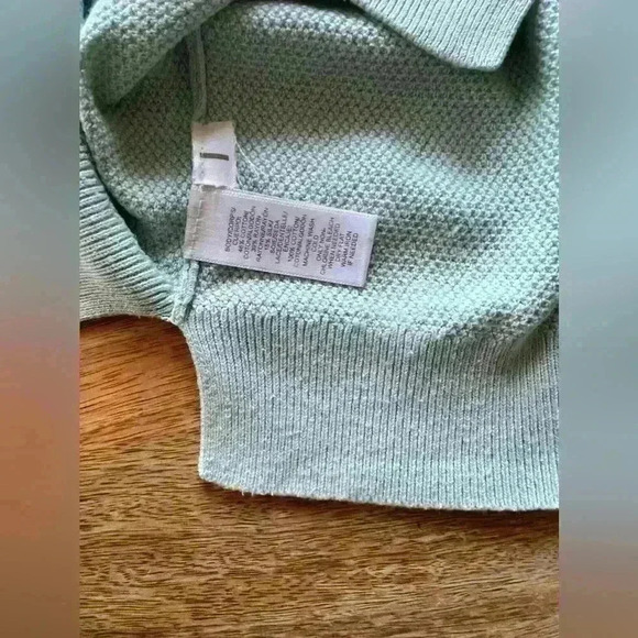 LOFT Mint Knit Pullover Sweater with Crochet Sleeves | Size XS - Picture 13 of 14